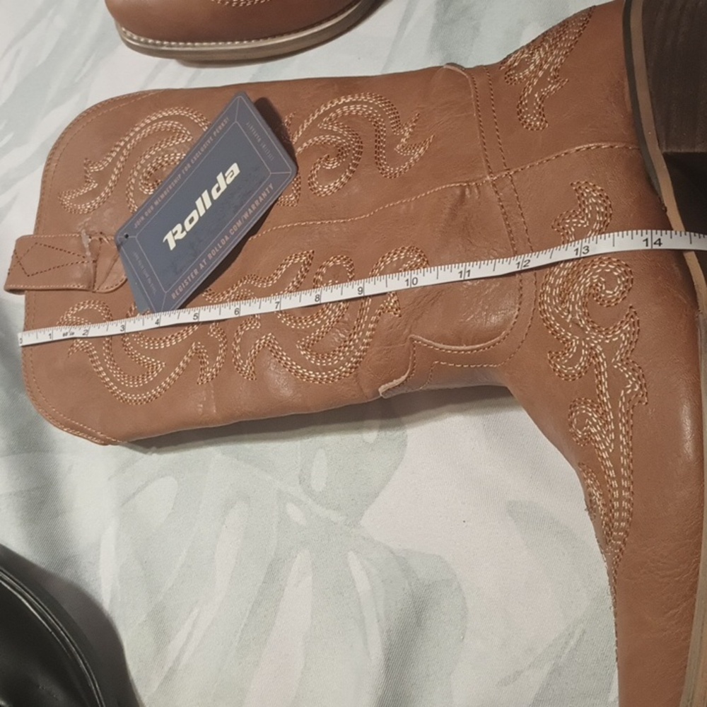 ROLLDA Brown Western Heeled Boots - Picture 6 of 14